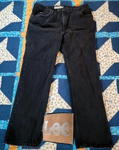 Lee Jeans Black Reg Fit Cotton Men's Size 40 x 32 VTG - Picture 1 of 18