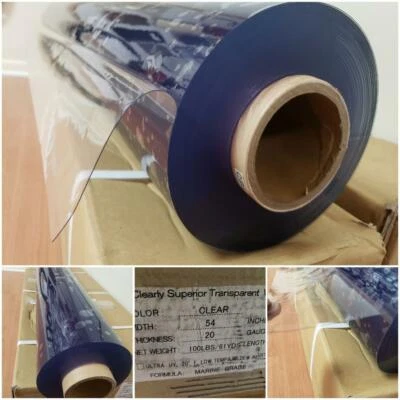Vinilo plástico transparente PVC 54"X 61YDS ROLLO CALIBRE 20 doble pulido GRADO MARINO Foto 1 de 4