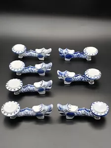 Group Chinese Qing Blue White Porcelain Dragon Statue Chopsticks Candle Stands - Picture 1 of 24