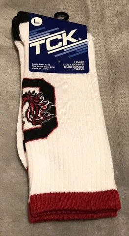 South Carolina Gamecocks Crew Socks TCK L Sock Size 10-14 Shoe 8-12 NCAA NEW Cover