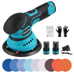 21V Cordless Car Polisher Buffer Sander Speeds Polishing Machine Pads 2x Battery - Picture 1 of 12