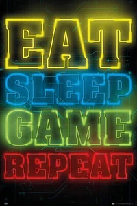Eat Sleep Game Repeat Gaming Maxi Poster 61x91.5cm / 24x36" 170g/m² - GB Eye - Picture 1 of 4