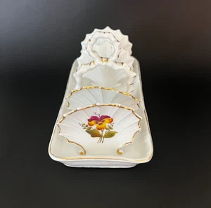 Vintage Toastständer oder Umschlag/Briefhalter Keramik Floral Front Muscheln & Ring - Bild 1 von 8