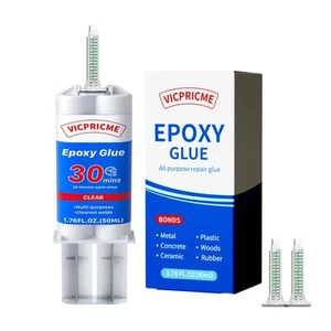 Plastic Glue,2 Part Epoxy Glue Clear, 1.76oz Syringe, Waterproof Plastic Weld... - Picture 1 of 6