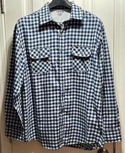 IZOD Shirt Mens Size Large Blue Plaid Check Button Down Long Sleeve Casual Logo - Picture 1 of 12