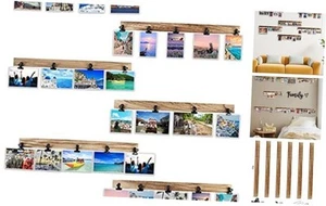 6 Wooden Wall Hanging Photo Frames With 27 Clips, Decorative Collage Picture - Picture 1 of 7