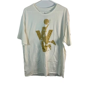 Nike Air Jordan Hombres 3XL Jumpman V Flight True OG Camiseta Blanco y Dorado Logo - Imagen 1 de 7