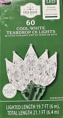 60 luzes Cool White Teardop C6, fio verde 21. Pés - Imagem 1 de 4