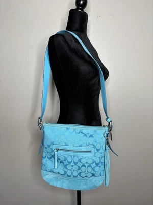 Bolso de Hombro Coach 9362 Signature Suave Delgado Turquesa Y2K Raro De Colección Foto 1 de 4
