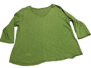 Camiseta Chico's Talla 3 Ultimate Verde Mujer Cuello en V Manga 3/4 Jaspeada Elastizada - Imagen 1 de 11