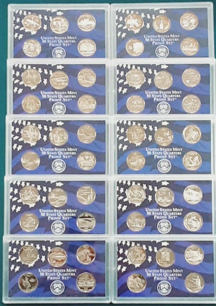 アメリカ　50州　硬貨 プルーフ　コンプリート　1999〜2008年　10年 アメリカ 50州記念硬貨 プルーフ コンプリート 1999〜2008年 10年分