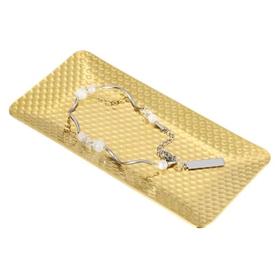 Bandeja Decorativa, Bandeja Brillante para Servir con Patrón de Martillos, 5.9x3" Dorado Foto 1 de 4