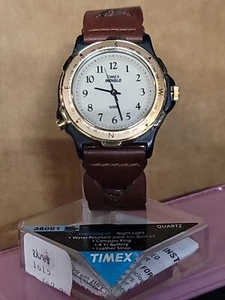 Vintage Timex Indiglo ~ Men's Hiking Watch Compass Gold Tone w/ Backlight - Picture 1 of 5