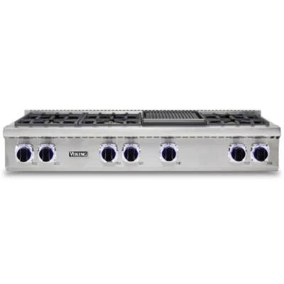 Cocina de gas natural de acero inoxidable Viking serie 7 48 pulgadas VRT7486GSS Foto 1 de 4