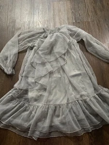 Girls Gray Glitter Sheer Ruffle Dress By Zara Size 10 #16 - Picture 1 of 7