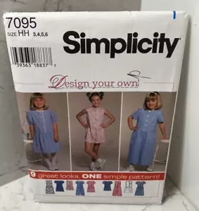 Simplicity 7095 Girls 9 Great Looks Dresses Rompers Sewing Pattern Sz 3-4-5-6 - Picture 1 of 3