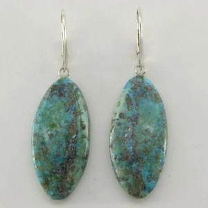 Pendientes de palanca azul natural genuino turquesa plata esterlina 925 #13e - Imagen 1 de 3