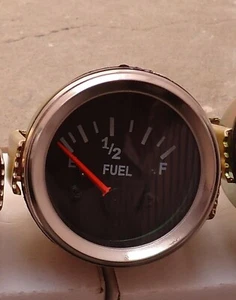 Fuel Gauge 90-10 ohms 2" Electric Chrome red pointer - Picture 1 of 5