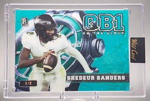 Shedeur Sanders 1/2 2024 Wild Card QB 1 Rookie RC verde azulado grabado lámina marrones SSP - Imagen 1 de 2