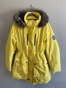 Lands End Parka Girls L 14-16 Yellow Waterproof Quilted Lining Hooded Outdoor - Picture 1 of 13
