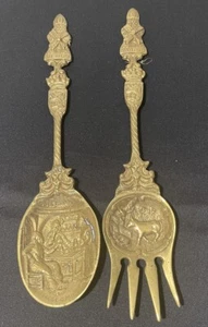 15” Decorative Kitchen/Dining Room Wall Hanging Brass Spoon & Fork from Holland - Picture 1 of 7