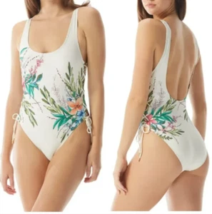 Vince Camuto Pacific Grove Lace Up One Piece Swimsuit Ivory Size-4 MSRP $154 - Picture 1 of 9