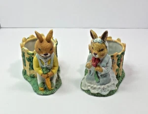 Vintage Easter Bunny Mr. and Mrs. Rabbit Couple Planters Easter Table Decor - Picture 1 of 24