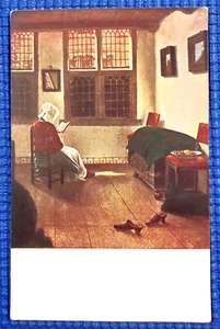 Vtg Interior of a Dutch Room Woman Reading Book by Pieter de Hooch Art Postcard - Picture 1 of 2