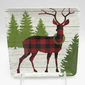 CYNTHIA ROWLEY CHRISTMAS HOLIDAY COUNTRY MELAMINE APPETIZER TIDBIT PLATES S/4 - Picture 1 of 14