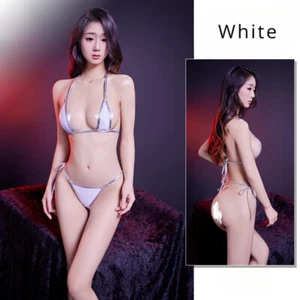 Women Erotic 2PCS Bikini Swimsuit Sexy Halter Lace Up Lingerie Suit Party Club - Picture 1 of 18