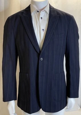 Blazer Abrigo Deportivo Ibiza Hombre Modelo "Sevilla" Algodón/Lana Azul Marino Rayas Talla 40R Foto 1 de 4