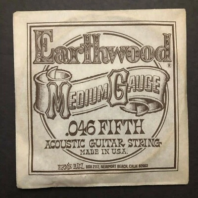 Vintage Ernie Ball Earthwood Medium Range .046 Fifth Acoustic Guitar String - Image 1 of 3