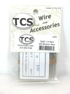 Train Control Systems TCS 1070 1/4 Watt 560 Ohm Resistor Pack of 200 - Picture 1 of 2