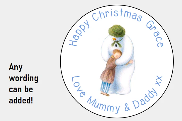 KIRSTYJANE'S INVITES PERSONALISED STICKERS LABELS TAGS CIRCLE CHRISTMAS THE SNOWMAN AND THE SNOWDOG