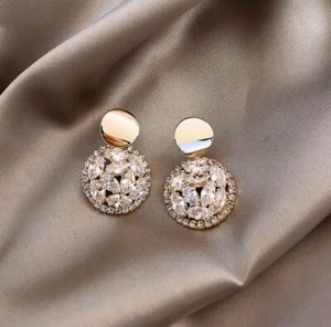 Earrings S925 silver needle round crystal earrings - Picture 1 of 6