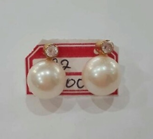 22K Gold Stud Earring with Certified South Sea Pearl Stunning Genuine Elegant 