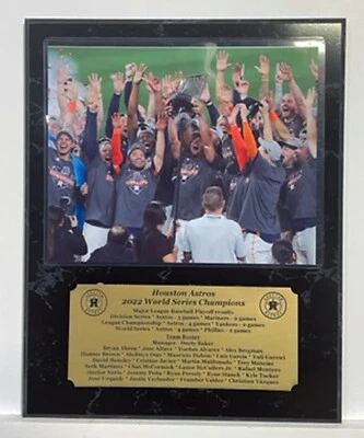 Houston Astros 2022 World Series Champions 8x10 plaque with engraved nameplate - Image 1 of 2