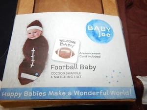NIB Baby FOOTBALL Cocoon swaddle and Hat SET New Thanksgiving so cute - Picture 1 of 6