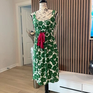 Donna Morgan Mini Dress 4 Green Floral 100% Silk Bohemian CLassic - Picture 1 of 10