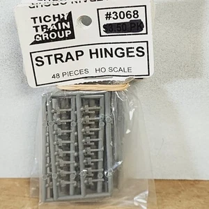 Tichy Train 3068 HO Hinges (Gray Styrene; .010" Thick -- Strap Style pkg (48) - Picture 1 of 2