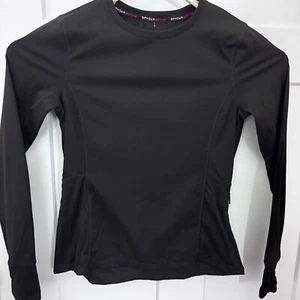 Spyder Active Long Sleeve Shirt Black Women’s Crew Neck Zip Pocket, Medium Size. - Picture 1 of 8