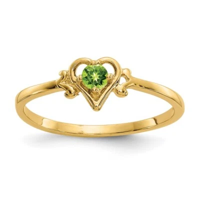 Anillo de compromiso de peridoto de oro amarillo de 14k talla 7 Foto 1 de 4