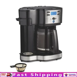 2-Way Programmable Coffee Maker Single-Serve and 12-Cup Pot Glass Carafe New US - Picture 1 of 9