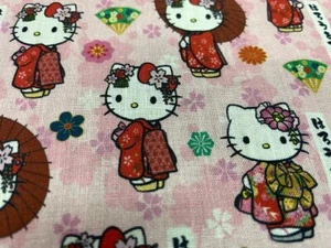 Hello Kitty Printed Pink Poplin Fabric - Picture 1 of 7