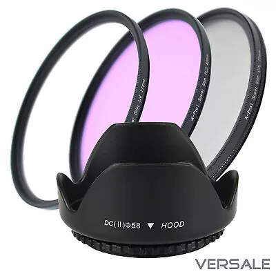 UV + CPL + FLD Filter + Sonnenblende 58mm Super Slim Kamera Objektiv - Bild 1 von 4