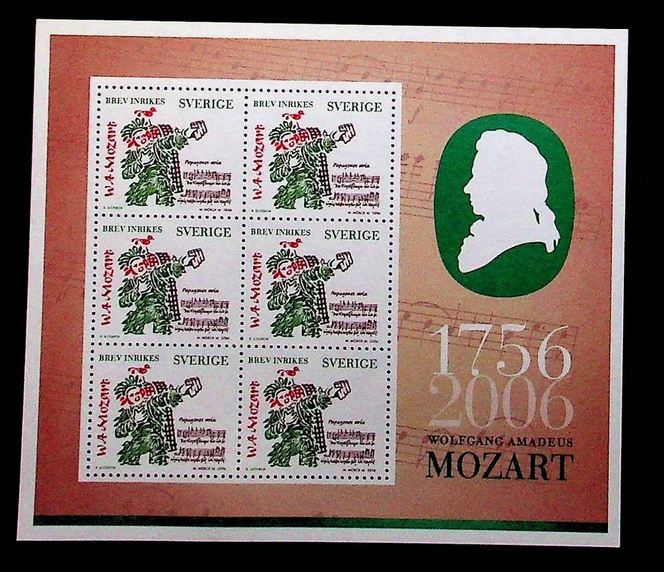SUECIA Sc 2537 NH HOJA DE RECUERDO DE 2006 - MÚSICA - MOZART - (WS25) Foto 1 de 1