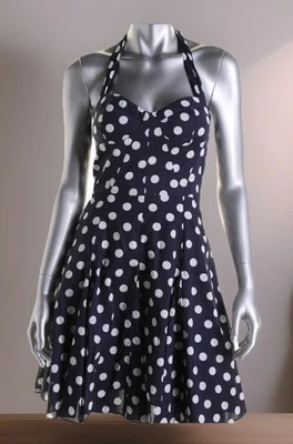 Vestido Betsey Johnson Lunares Halter Calce y Acampanado Talla 2 Sweetheart Retro Pin Up Foto 1 de 4