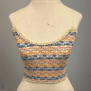 Zara Crochet crop top spaghetti straps S multicolor - Picture 1 of 5