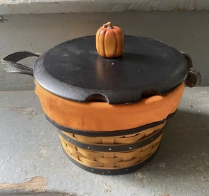 Longaberger - 2005 Halloween -Small Bushel Basket + Protector + Boo Liner + Lid - Picture 1 of 6