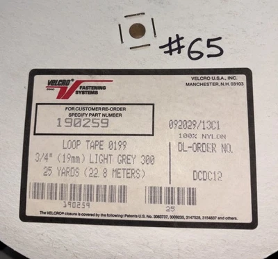 Velcro Brand 3/4” Light Grey LOOP Sew-on Tape 25 Yard Roll NOS Lot # 65 - Image 1 of 3